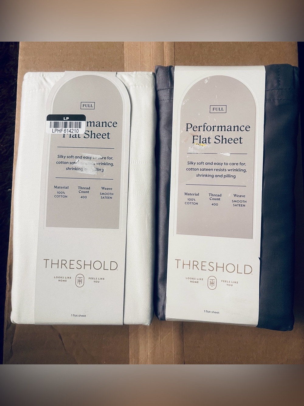 Threshold 400 Thread Count Performance Flat Sheet Cotton Sateen - White & Gray